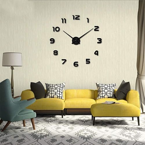 Miniatura 2 de SkyTalent - Reloj de pared 3D sin marco, superficie de espejo, reloj decorativo grande, mudo, pegatinas de pared para sala de estar, dormitorio,