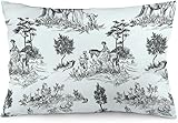 NIBABAEU Housse de coussin 1 pièce Toile de Jouy Style Paysage de campagne Housse de coussin décorative carrée 30 x 50 cm en polyester doux