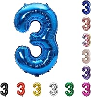 Vista 30 de YPSelected Globo de aluminio grande de 32 pulgadas con número de helio, cumpleaños, boda, fiesta, 0-9 (azul bebé, 2)