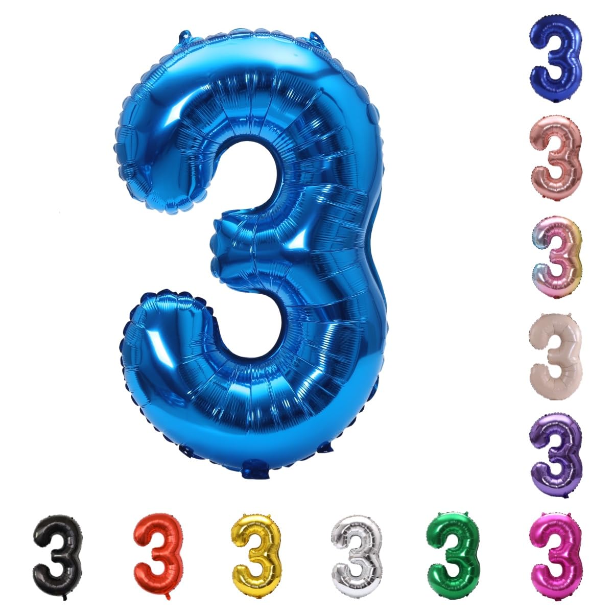 YPSelected 32 Inch Large Foil Helium Number Balloon Birthday Wedding Party 0-9 (Blue, 3)