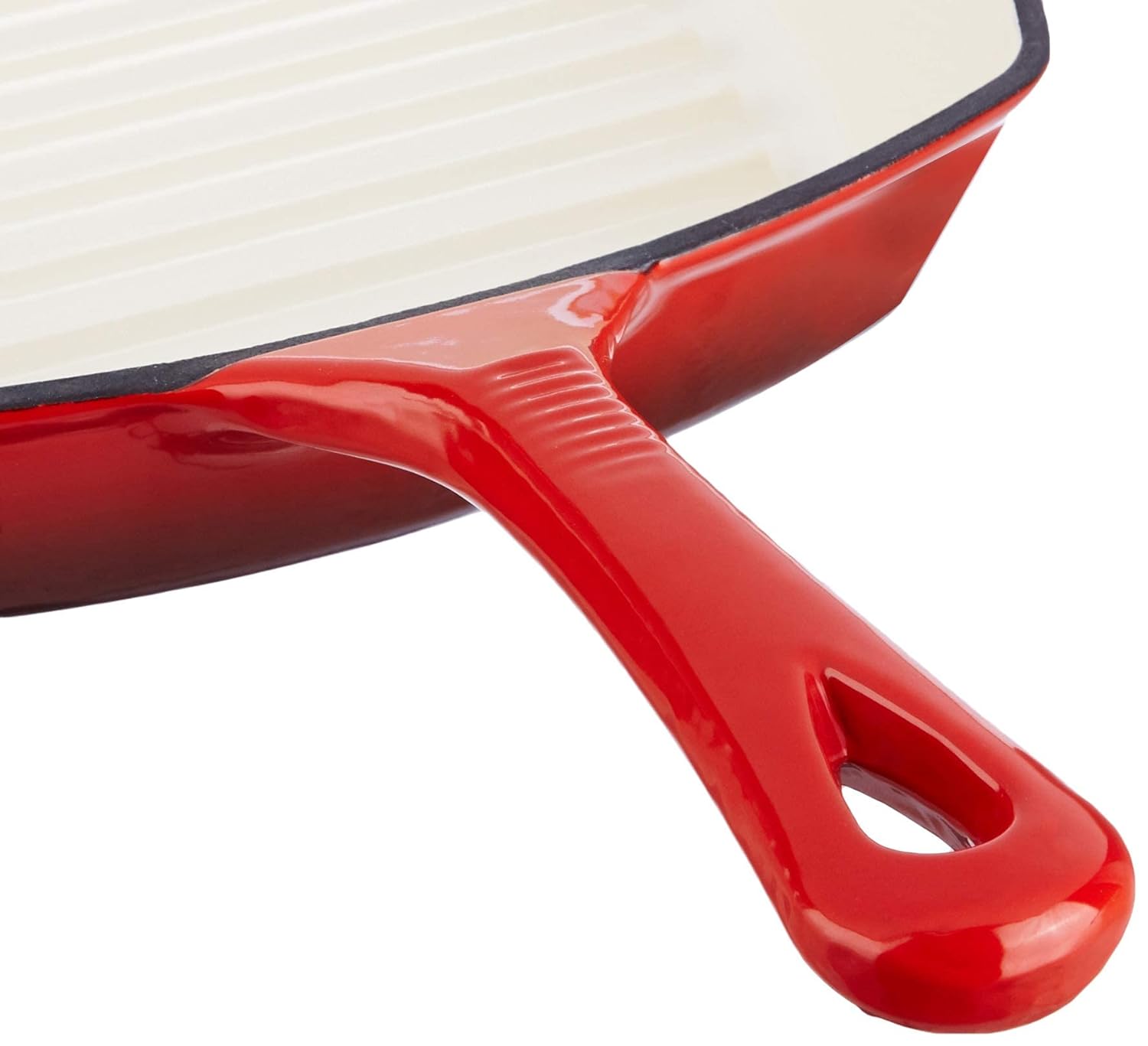 Amazon Brand - Solimo Cast Iron Grill Pan, 26cm, Red