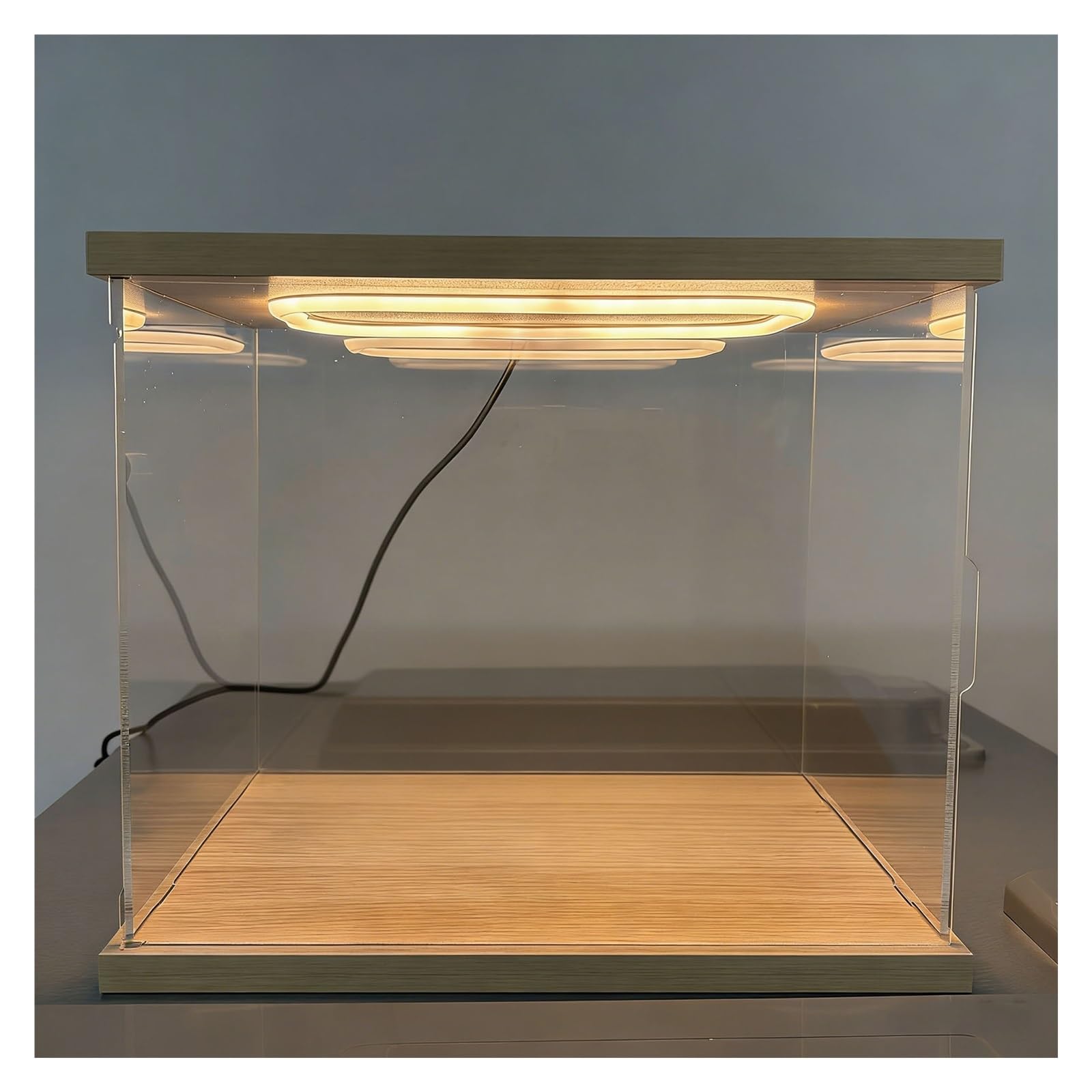 Caja metacrilato Transparente Pequeñas Cajas De Acrílico Transparente para Exhibición con Luces Y Puertas, Figuras De Acción De Escaparate con Protección UV/Polvo(25x20x20cm/10x8x8in)