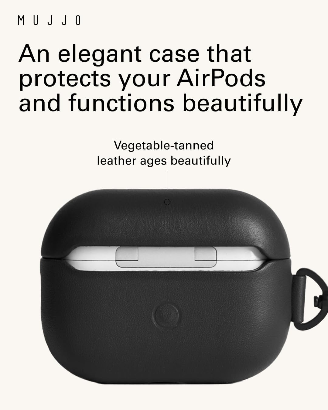 Mujjo Echelon Leather Case for AirPods Pro (3rd Gen) - Wireless Charging Compatible - Durable & Luxurious Design - Secure Fit - Premium Leather - Black