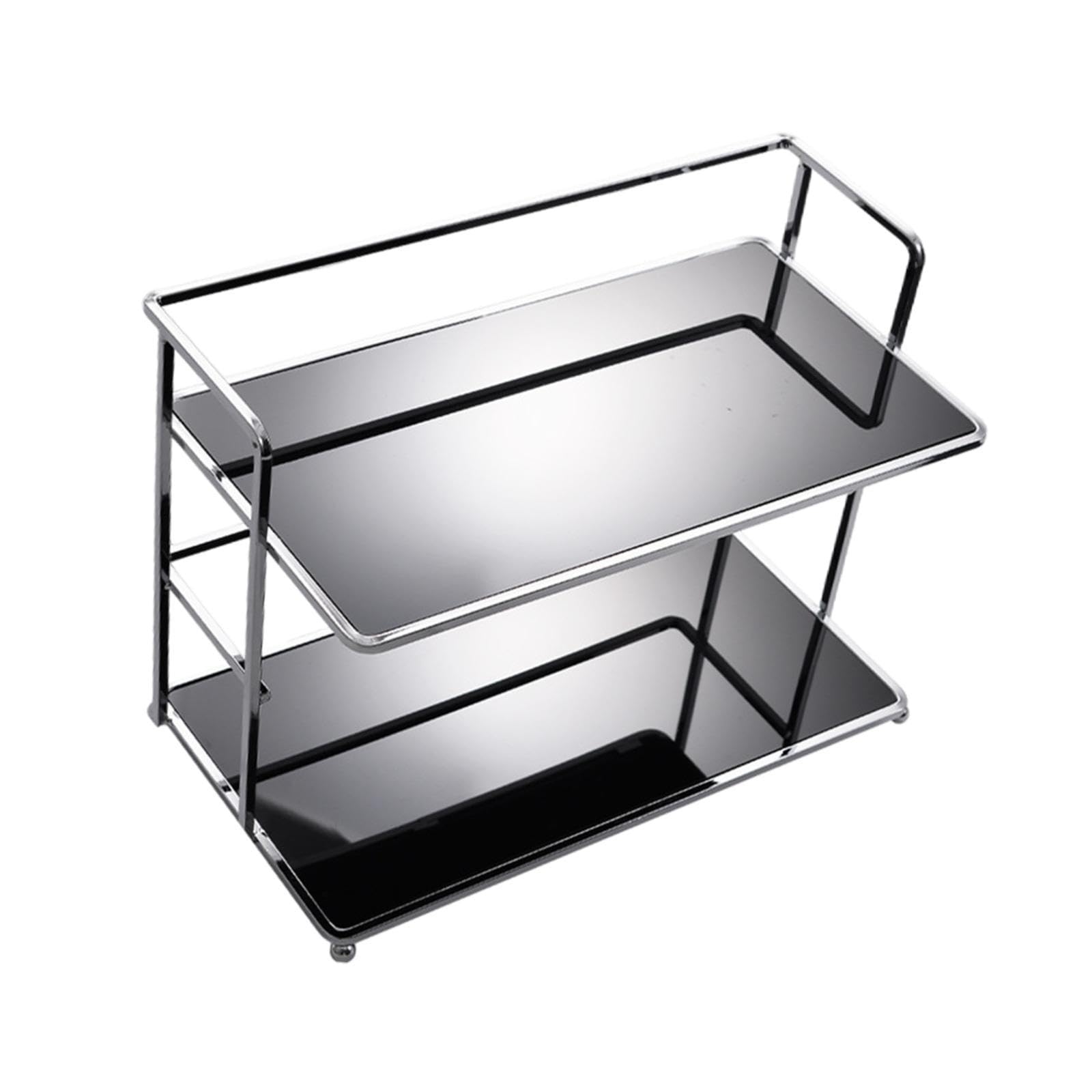 Yajuyi Organizer da Scrivania Portadocumenti Scaffale Bifacciale Porta Cosmetici Mensola Portaoggetti da Tavolo in Acrilico E Metallo Adatto per Studio, Nero