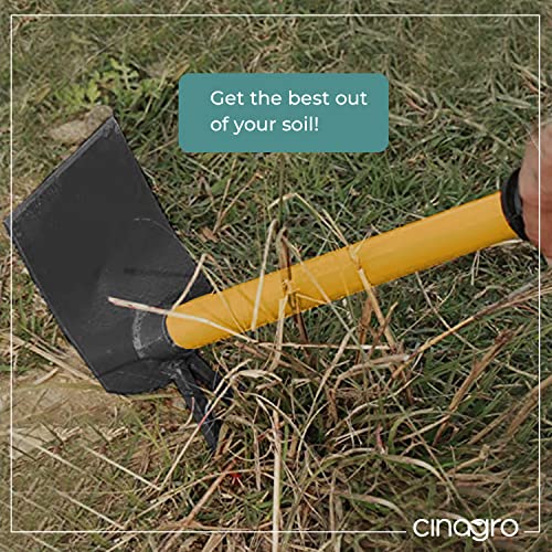 Image of Cinagro (Set of 3) Gardening Tool Set, Heavy-Duty Metal Construction, Rust-Free, Garden Hoe, Garden Tiller & Garden Hand Hoe with 2 Prongs (Yellow)