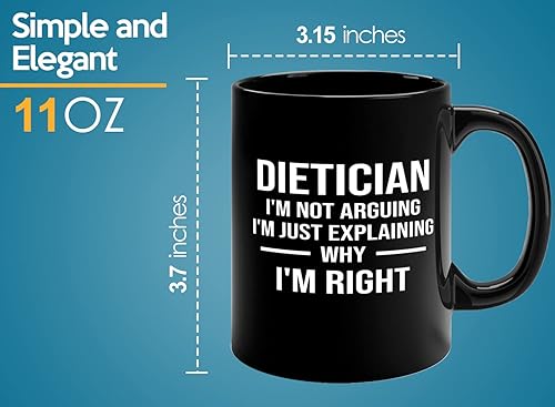 Miniatura 6 de Taza de café dietista de 11 onzas, color negro, dietista derecho, regalo dietista registrado, nutricionista, dietista, nutricionista clínico,