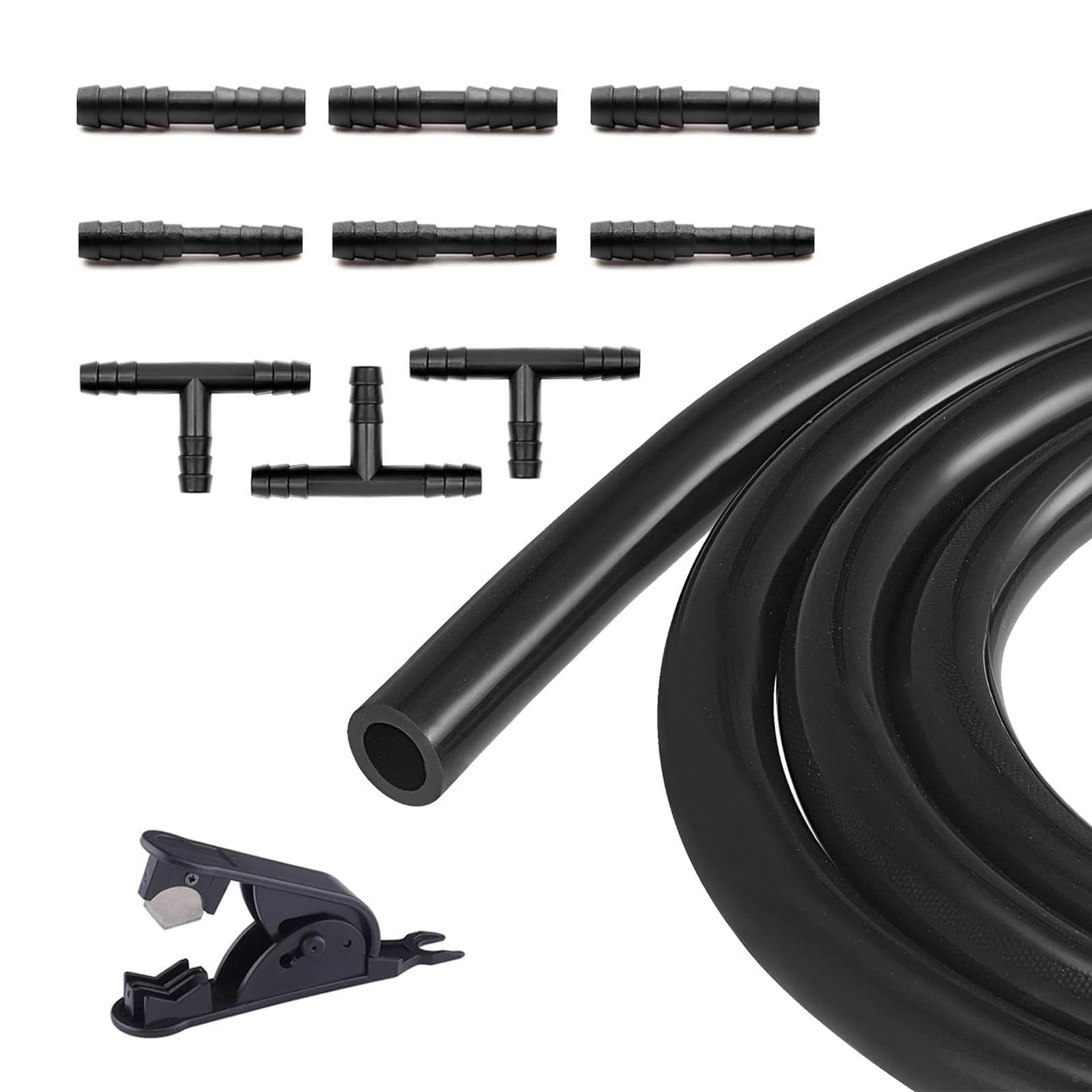 Silicone Vacuum Tubing Hose 2M with Nylon Connections 3Sizes/9PCS 130PSI Engine Automotive Replacement 3mm Thickness Vacuum line Kit for Air and Water (ID/OD:6mm/12mm+Tube Cutter)