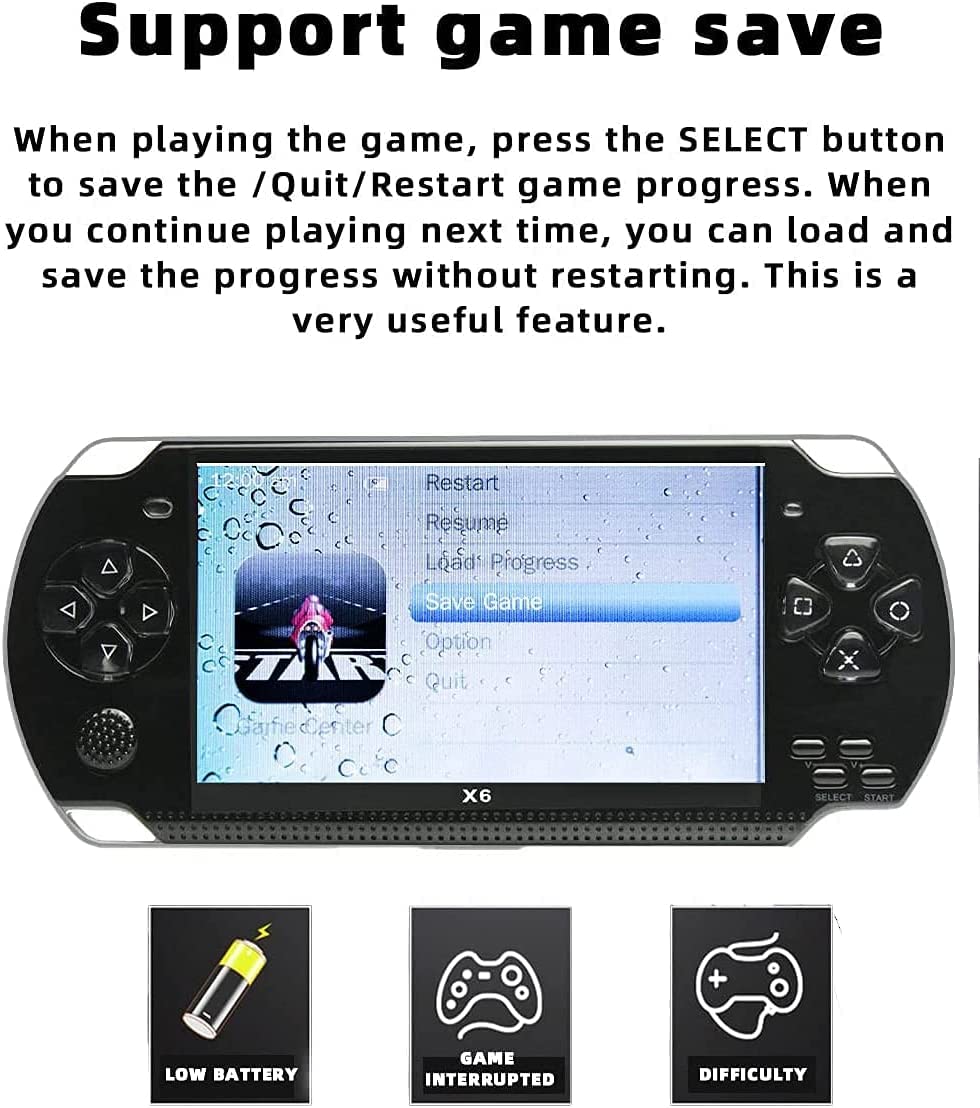 Consola De Juegos Portátil De 4,3 Pulgadas Y 8 GB, 5500 Juegos Integrados, Compatible con Múltiples Simuladores, Consola De Videojuegos Retro, Salida De TV Mp3/Mp4/DV/DC, Niños