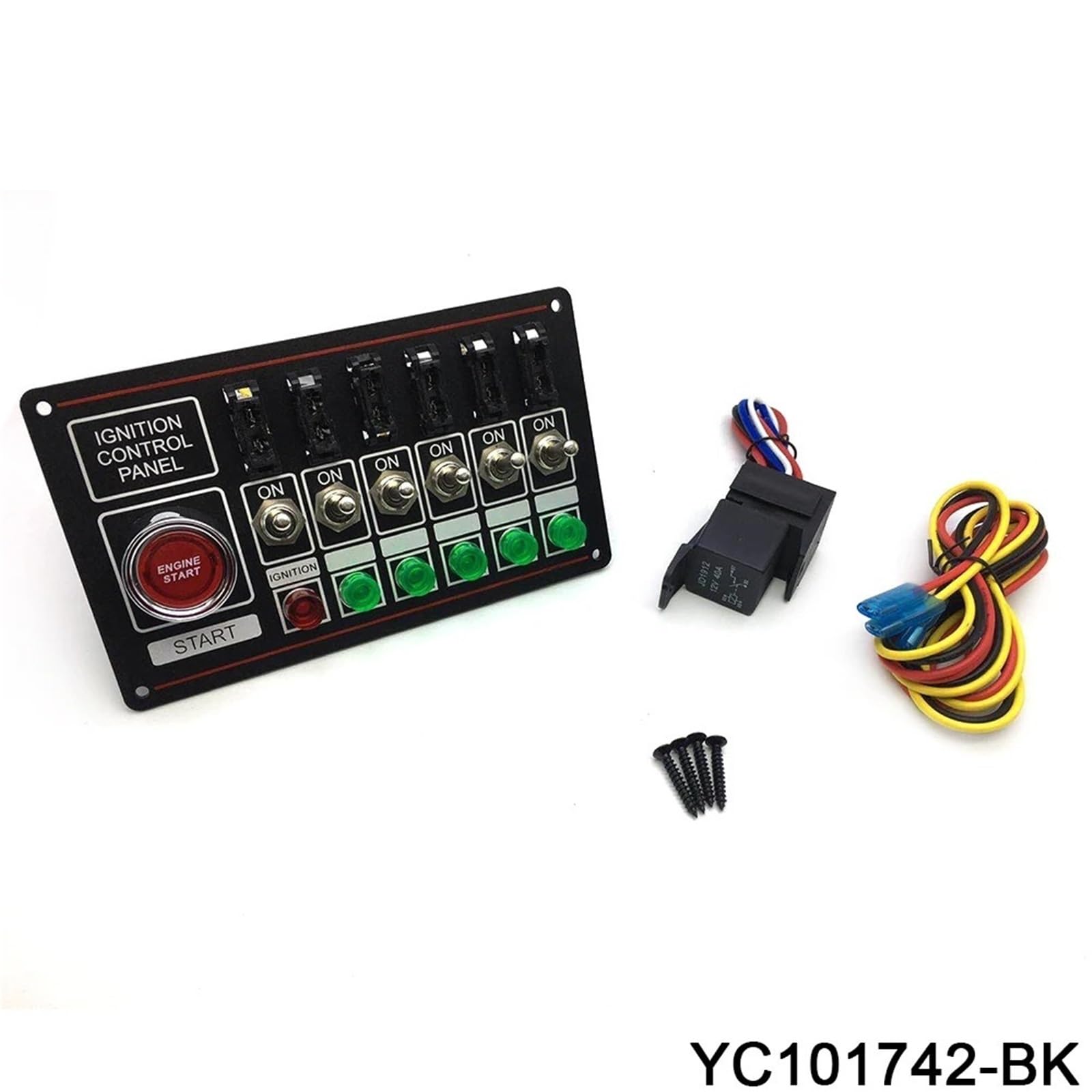 silnika Stater 12V Racing Switch Panel Race Car Ignition Accessory Engine Start 6 Lampka kontrolna 6 Bezpiecznikowy przełącznik szybkiego wyłączania włącznik zapłonowy rozrusznik
