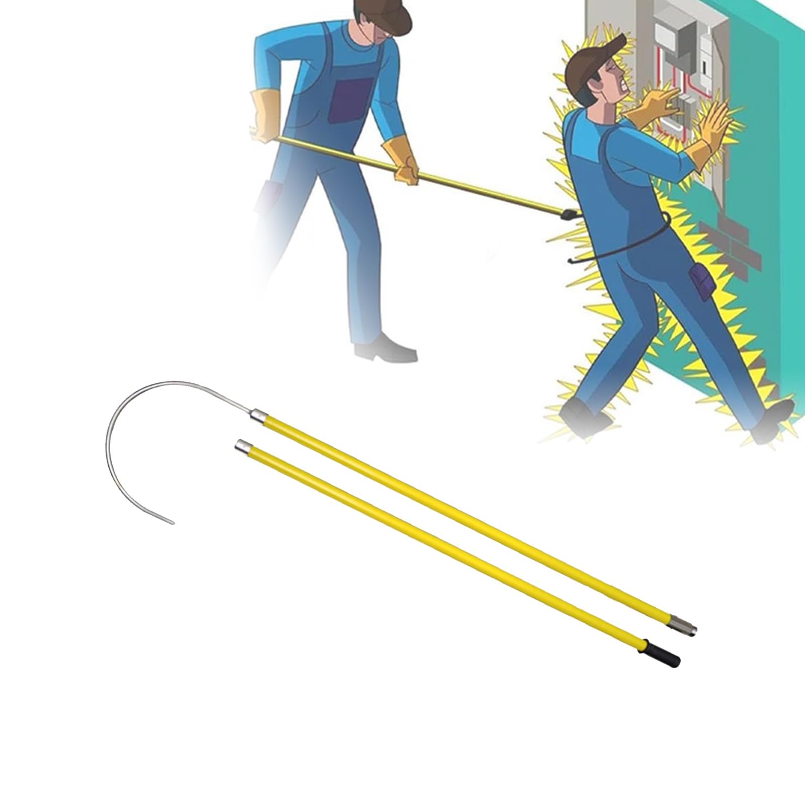 GLETSF High Voltage Insulated Rescue Hook, Fiberglass Handle for Electricians and Firefighters, Anti Electrocution Safety Tool for 10kV-35kV Protection (size_name 9.8f,size_name-9.8ft/3m