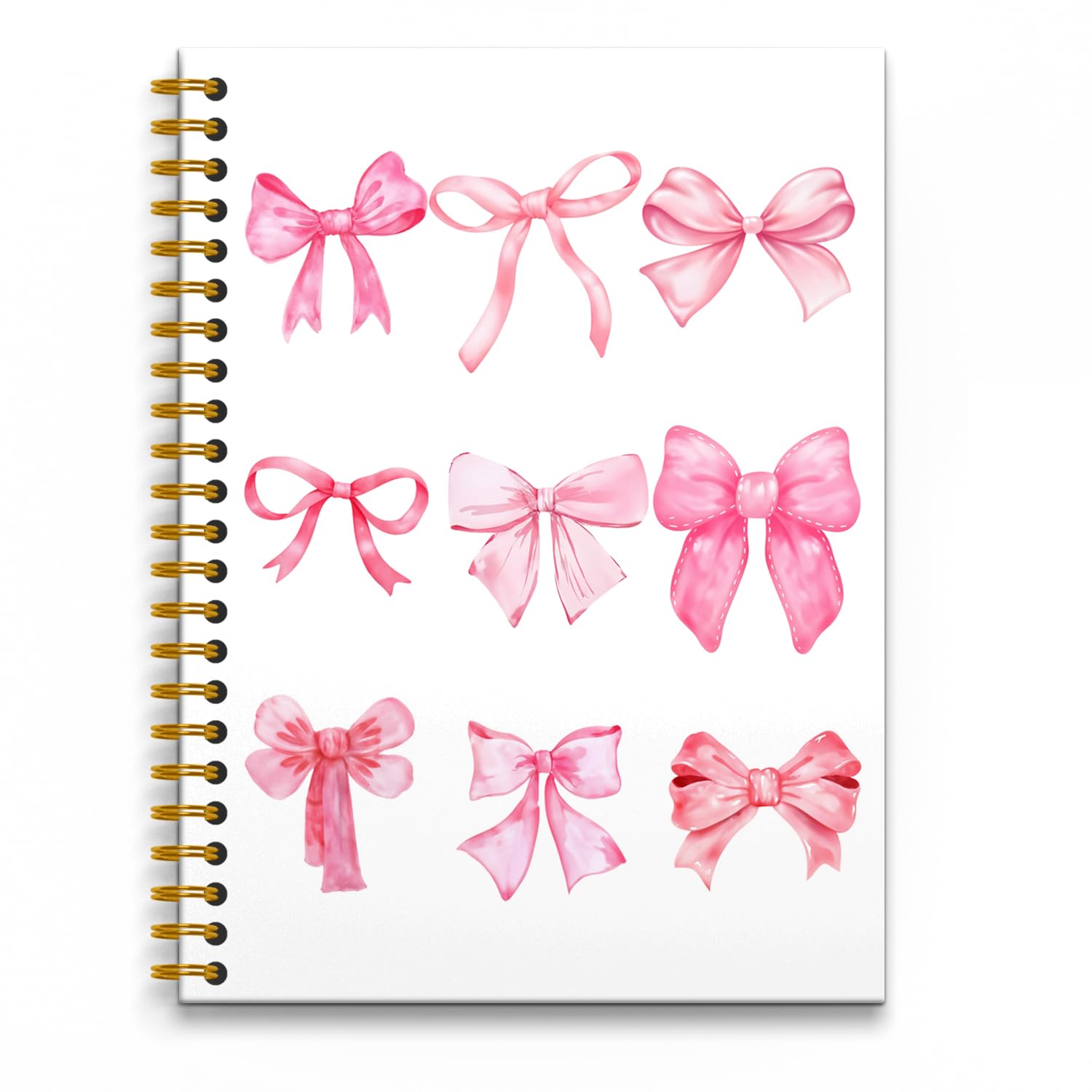 RUNMESS Coquette Pink Bow Notebook, Girly Preppy Bow Journal, Aesthetic Journal Notebook for Women, Coquette Girly Office Supplies, Pink Hardcover