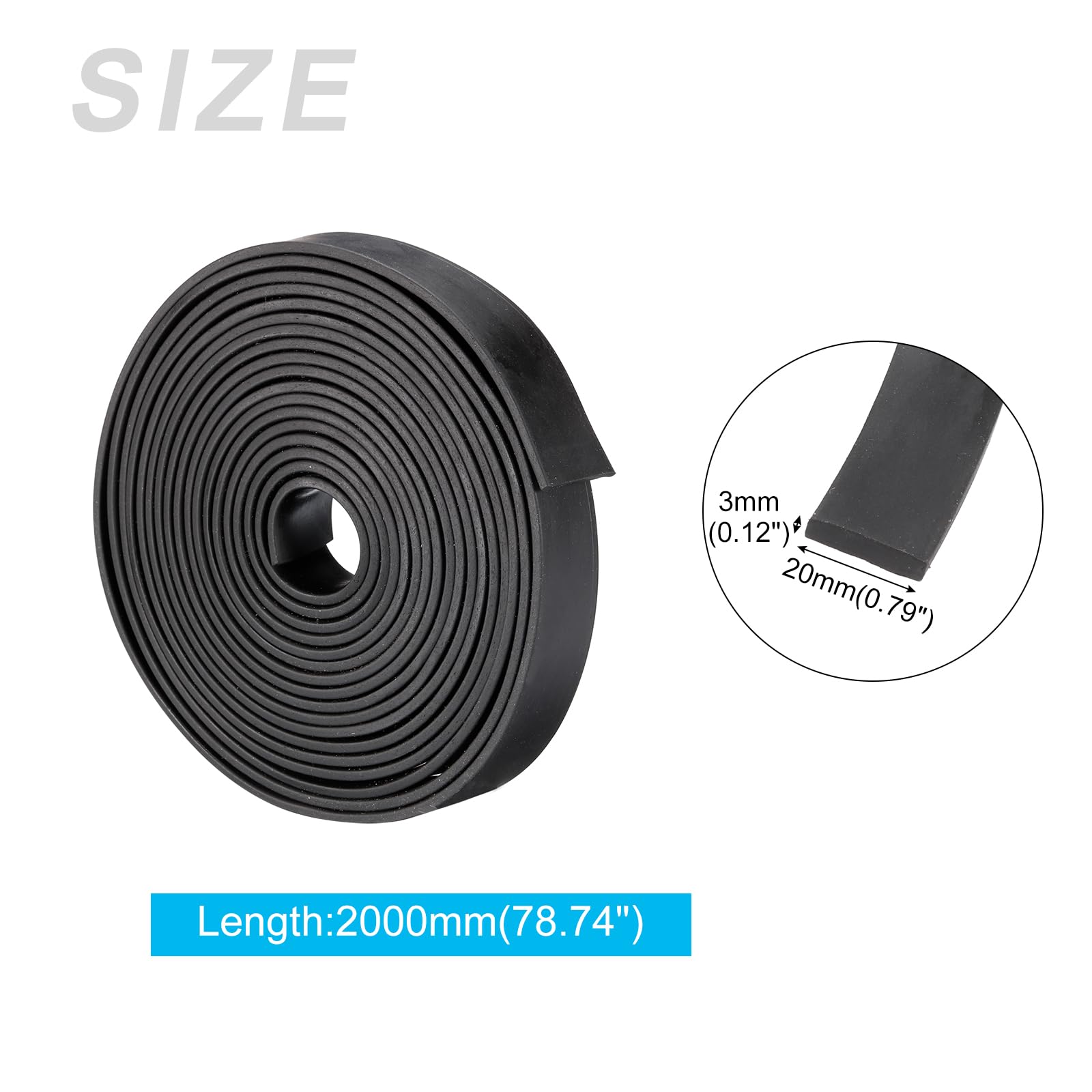 METALLIXITY Solid Rubber Strips (78.74" L x 0.79" W x 0.12" T) 1Pcs, Rubber Neoprene Sheet Rolls - Image 2