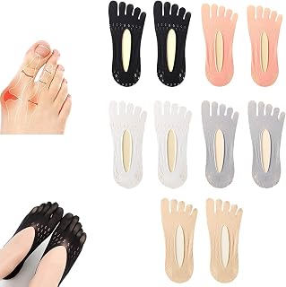 5 Pairs Orthopedic Compression Socks for Bunion Relief, Women Toe Socks Ultra Low Cut Liner with Gel Tab,Corrects the Deformations of the Feet and the Tailor's Bunions