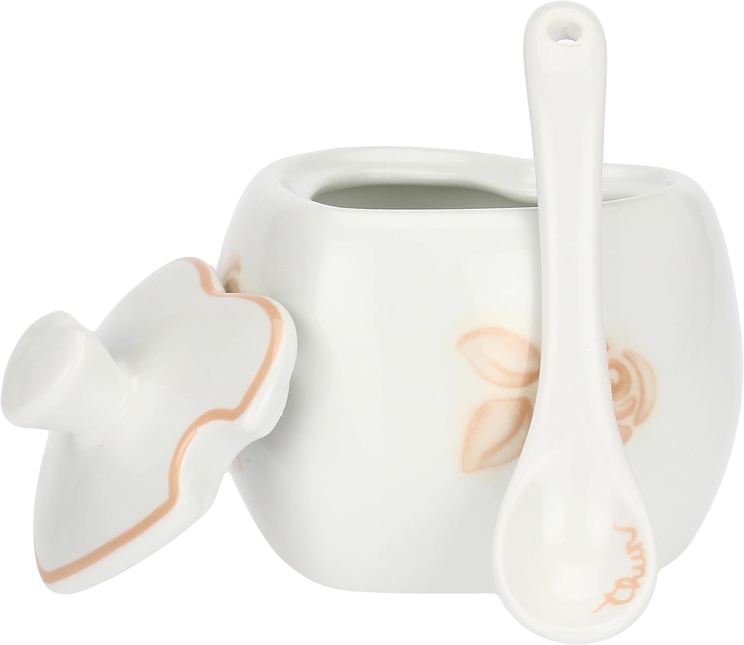THUN - Mini Heart Shaped Sugar Bowl with Spoon - Porcelain - Collection Bomboniera - 50 ml - 6 x 8.5 cm