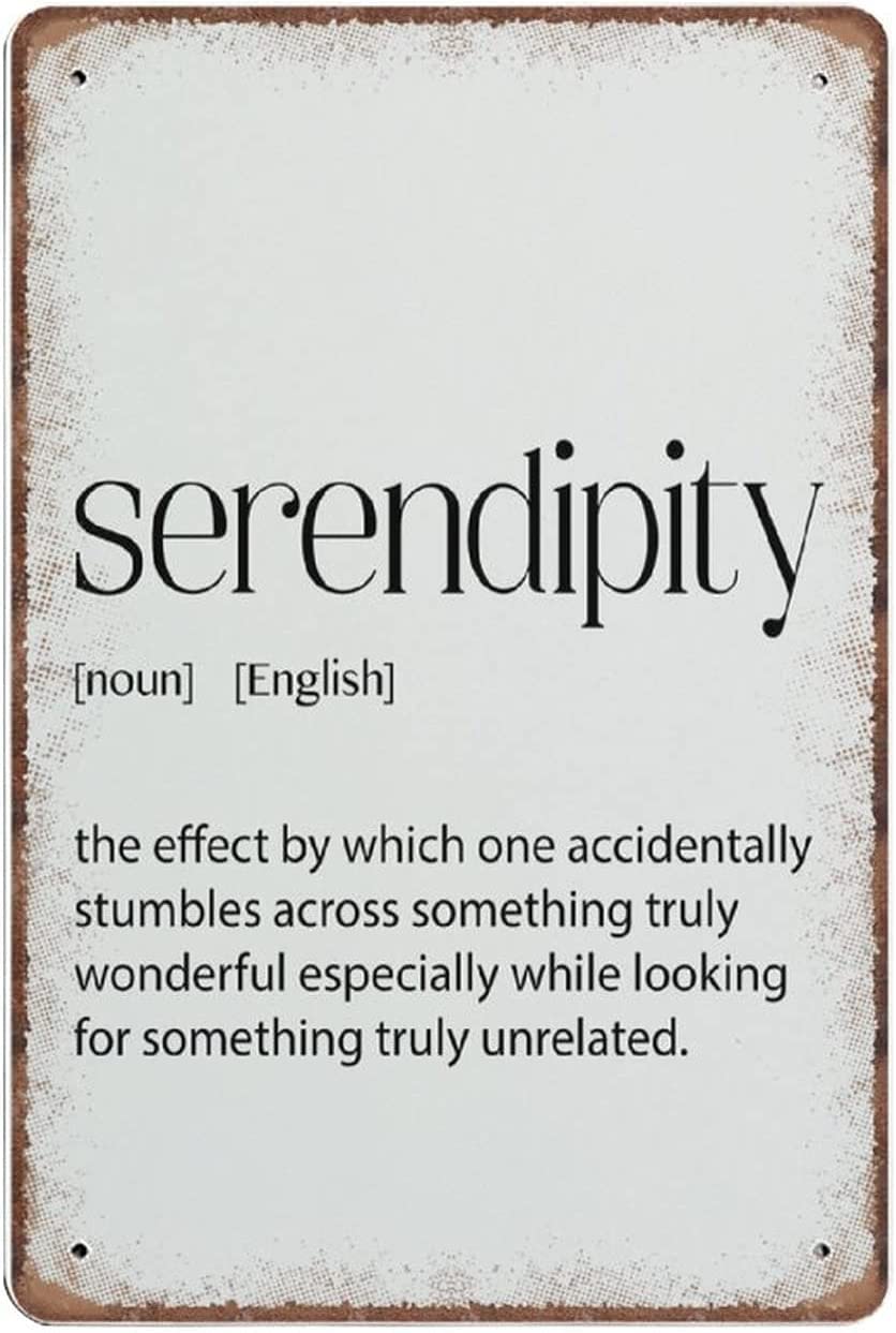 Pibonto Wall Art Serendipity New Job Gift Good Luck Poster Definition Quote Print Typography Novelty Tin Metal Sign Plaque Bar Pub Retro Decor 8X12 Inch