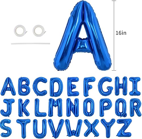Miniatura 2 de TONIFUL 52 globos azules de la letra A-Z de 16 pulgadas con frase personalizada, letras del alfabeto de Mylar para crear tu propia bandera,