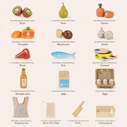 Miniatura 7 de Lehoo Castle Juegos de comida de madera para la cocina de los niños, juguetes de comida para niños pequeños de 3 años en adelante, accesorios de