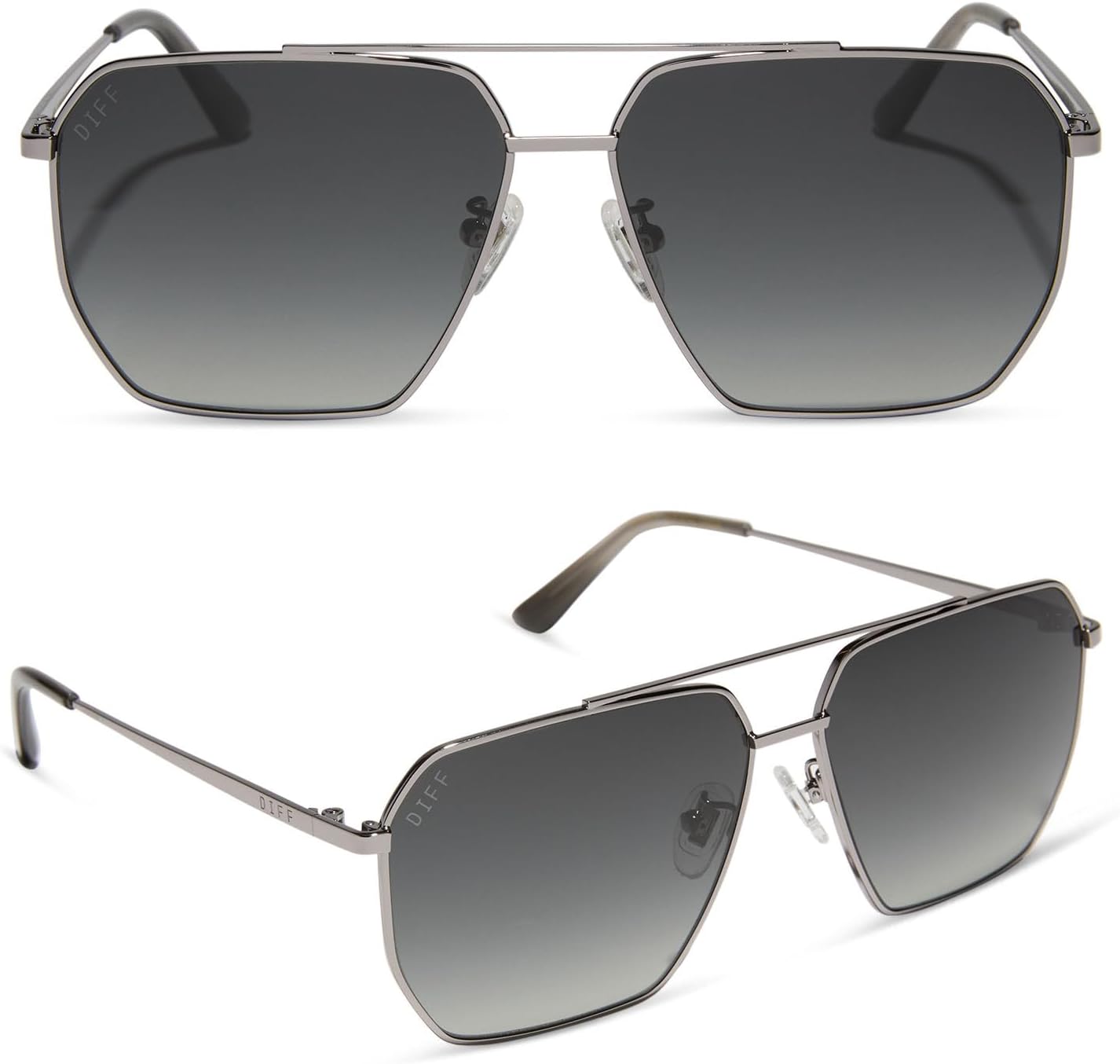 DIFF Berkely Oversized Navigator Sunglasses for Women | UV400 Protection | Modern Metal Frames