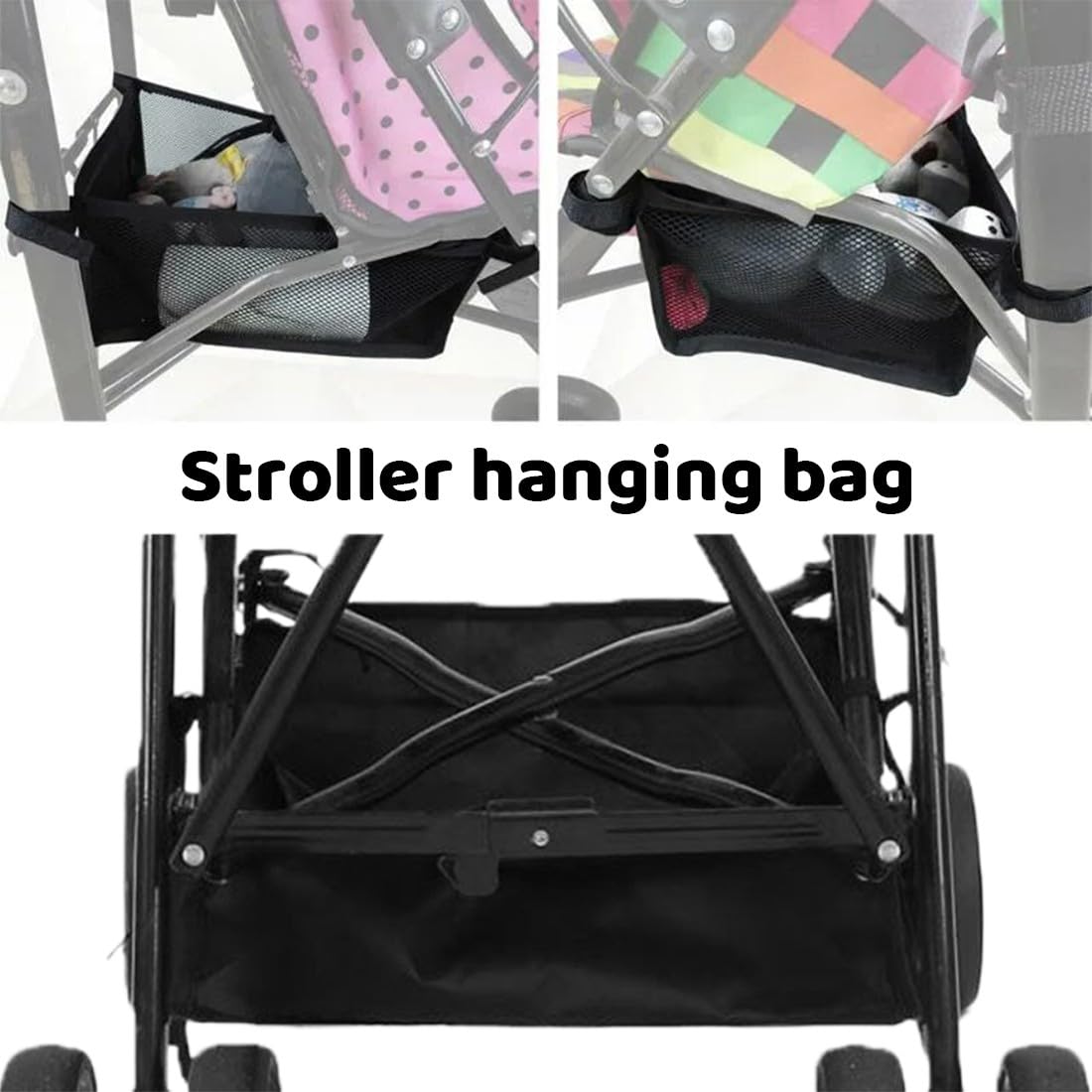 Cestino per Passeggino, Passeggino Borsa portaoggetti Universale, Passeggino Accessori, Passeggino Organizer Borsa Oxford, cestello portaoggetti in Rete, Carrozzina Cestino Inferiore