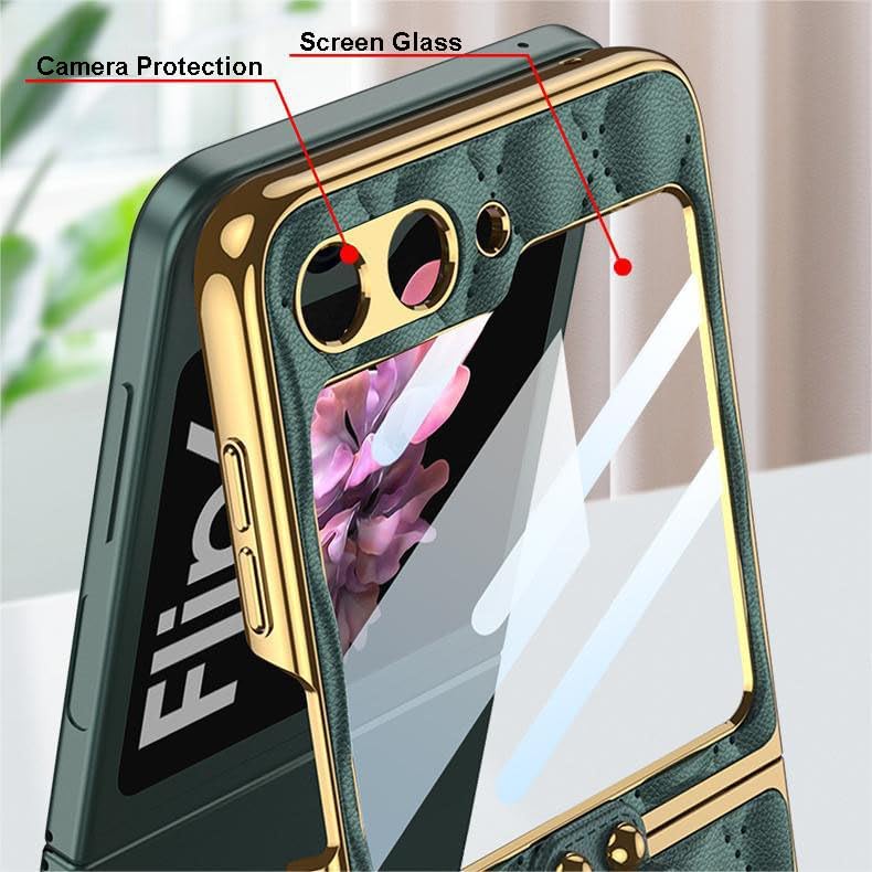 Quilted Leather Folding Case for Samsung Galaxy Z Flip 6, Diamond-Shaped Lattice Mobile Phone Shell for Z Flip6, Creative Women's Folding Screen Protective Cover (Black,for Flip 6)