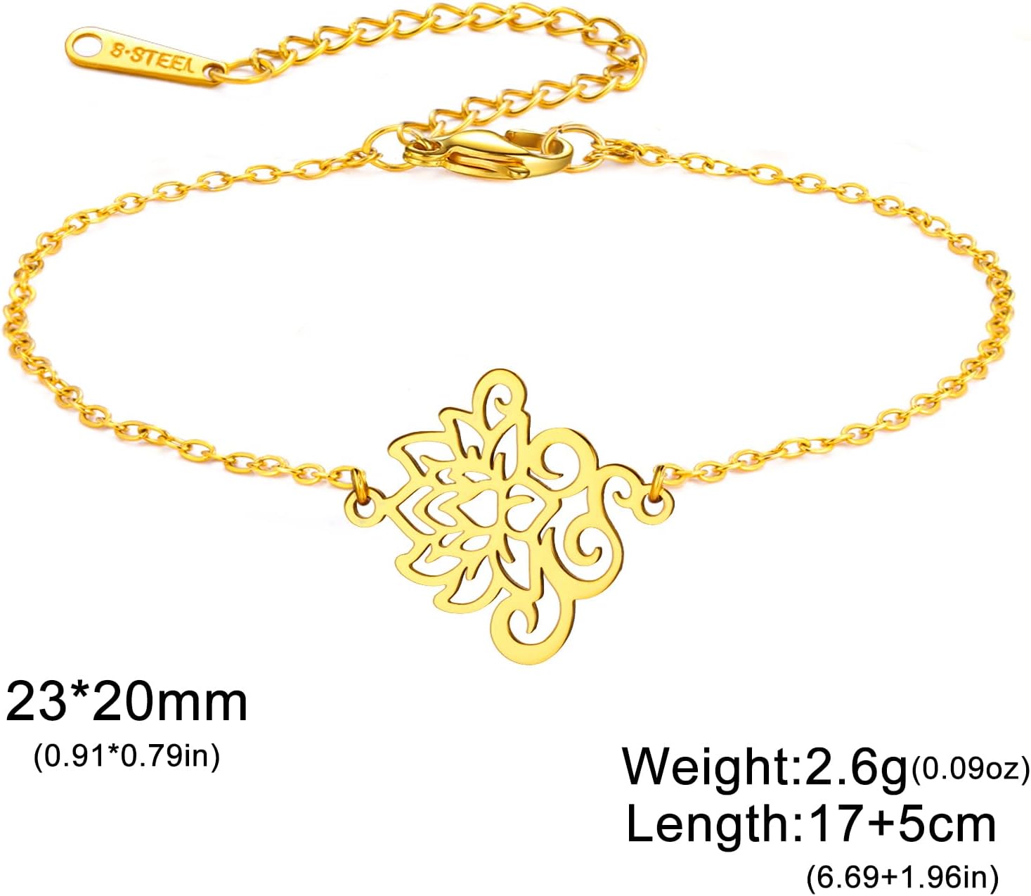 kkjoy Lotus Flower Bracelet Stainless Steel Yoga Inspirational Jewelry for Women Charming Ladies - Image 4