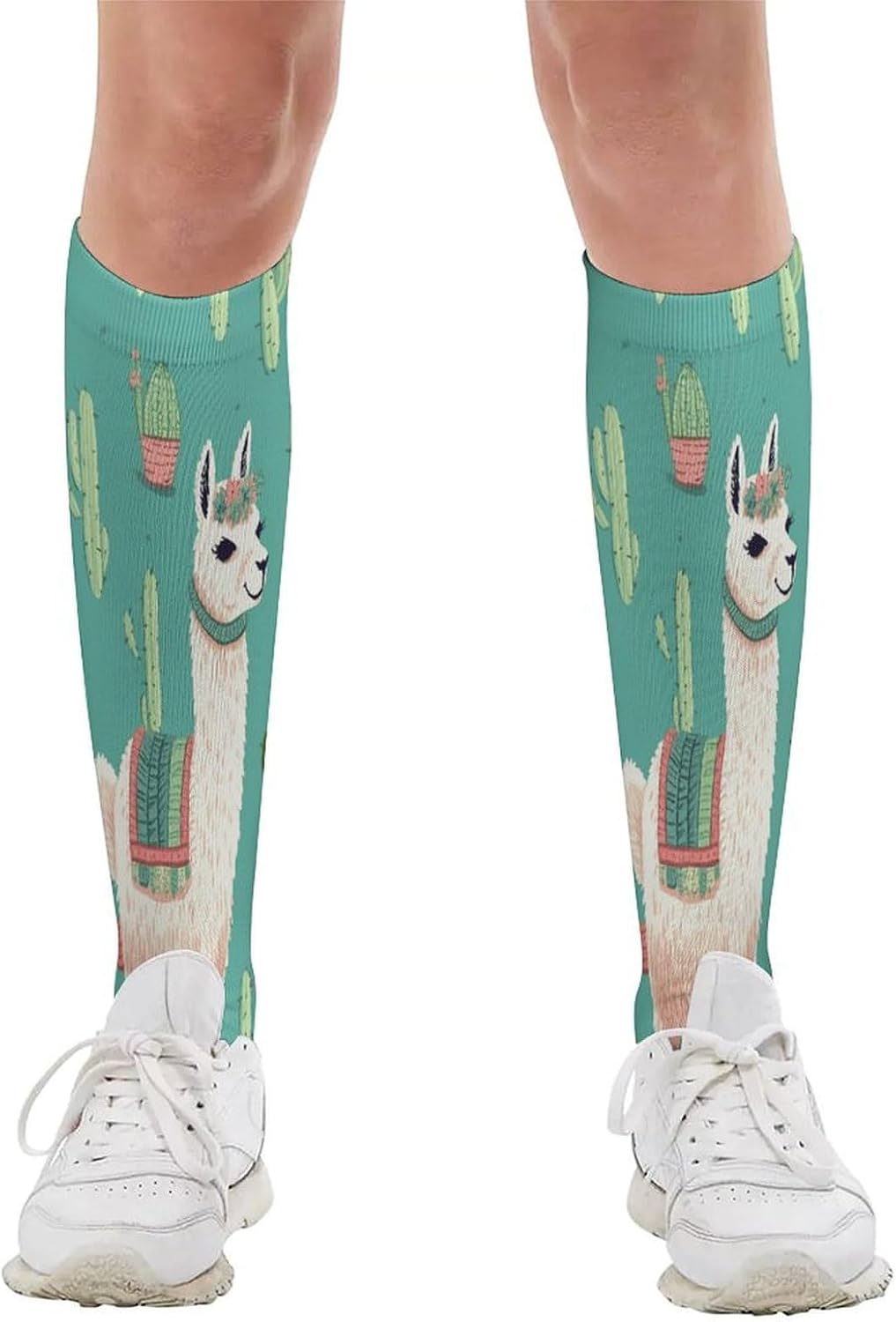 Alpaca Cactus Crew Socks Calf Socks Athletic Crew Sock