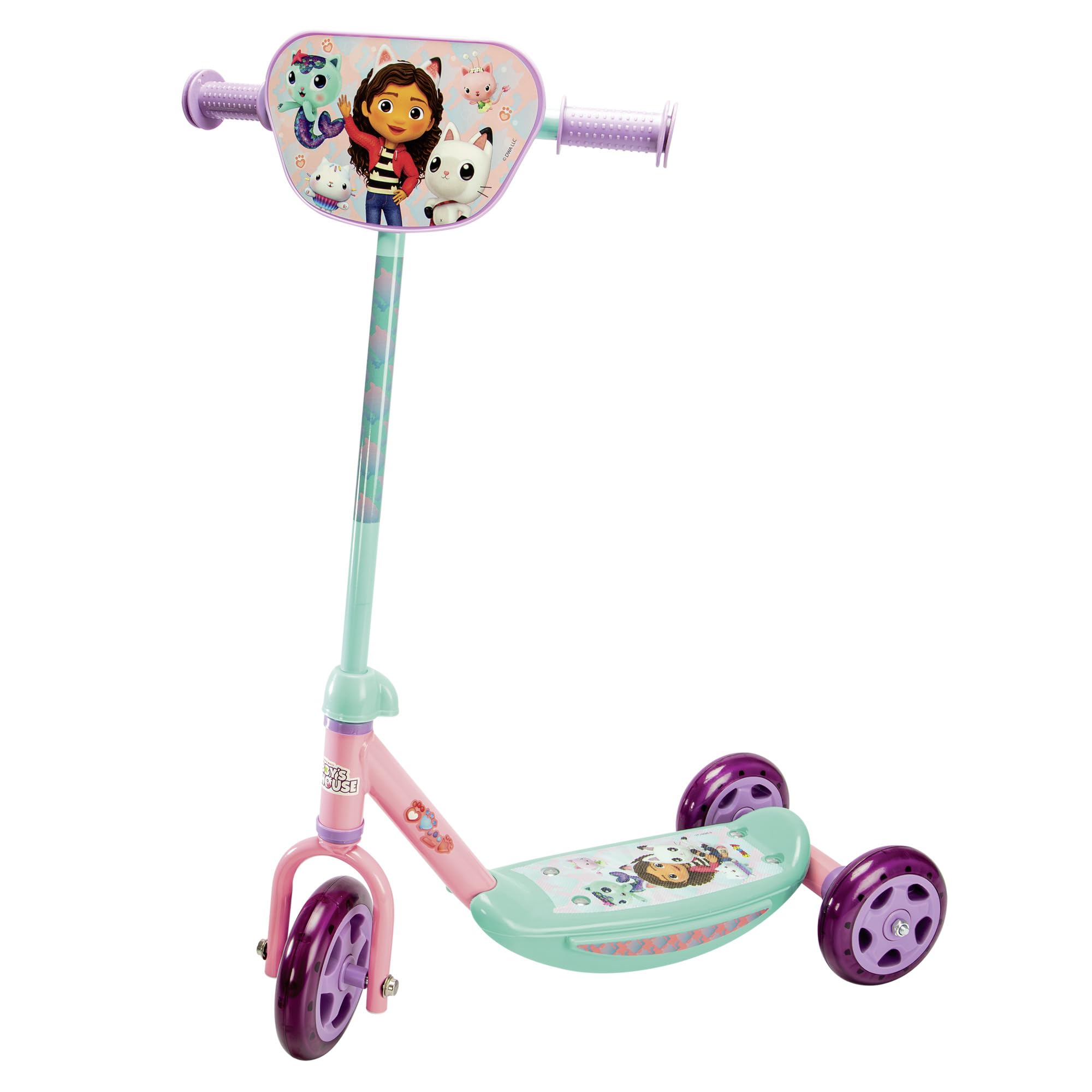 Smoby - Patinete Infantil Gabby's Dollhouse - 3 Ruedas - Manillar Ajustable en Altura - Superficie Antideslizante - Construcción Estable - Ligero y portátil - A Partir de 3 años