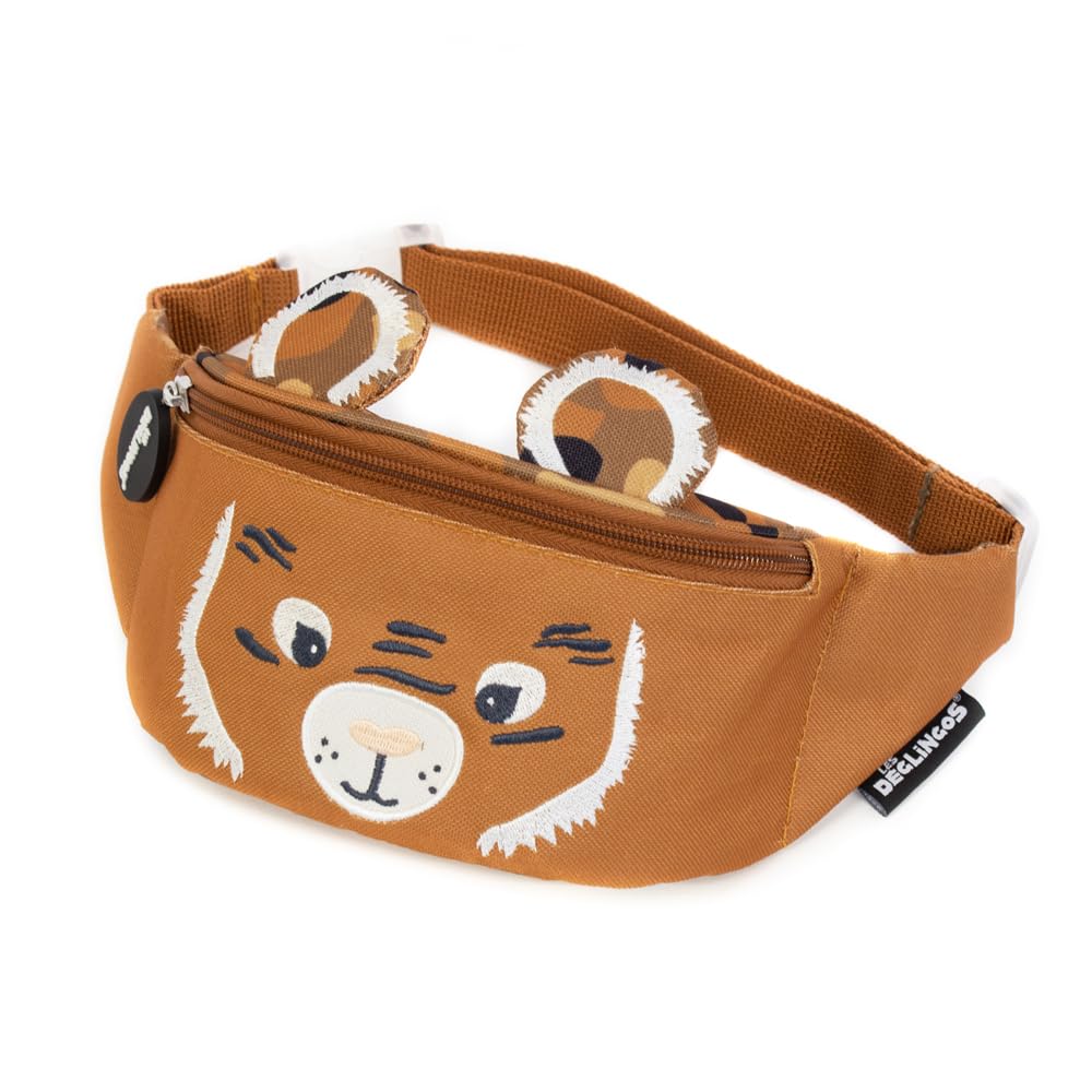 LES DEGLINGOS - Sac Banane Enfant - Speculos le tigre - Amusant - Idéal pour les balades, pique nique - Fille et Garçon - Âge dès 3 ans - Ocre