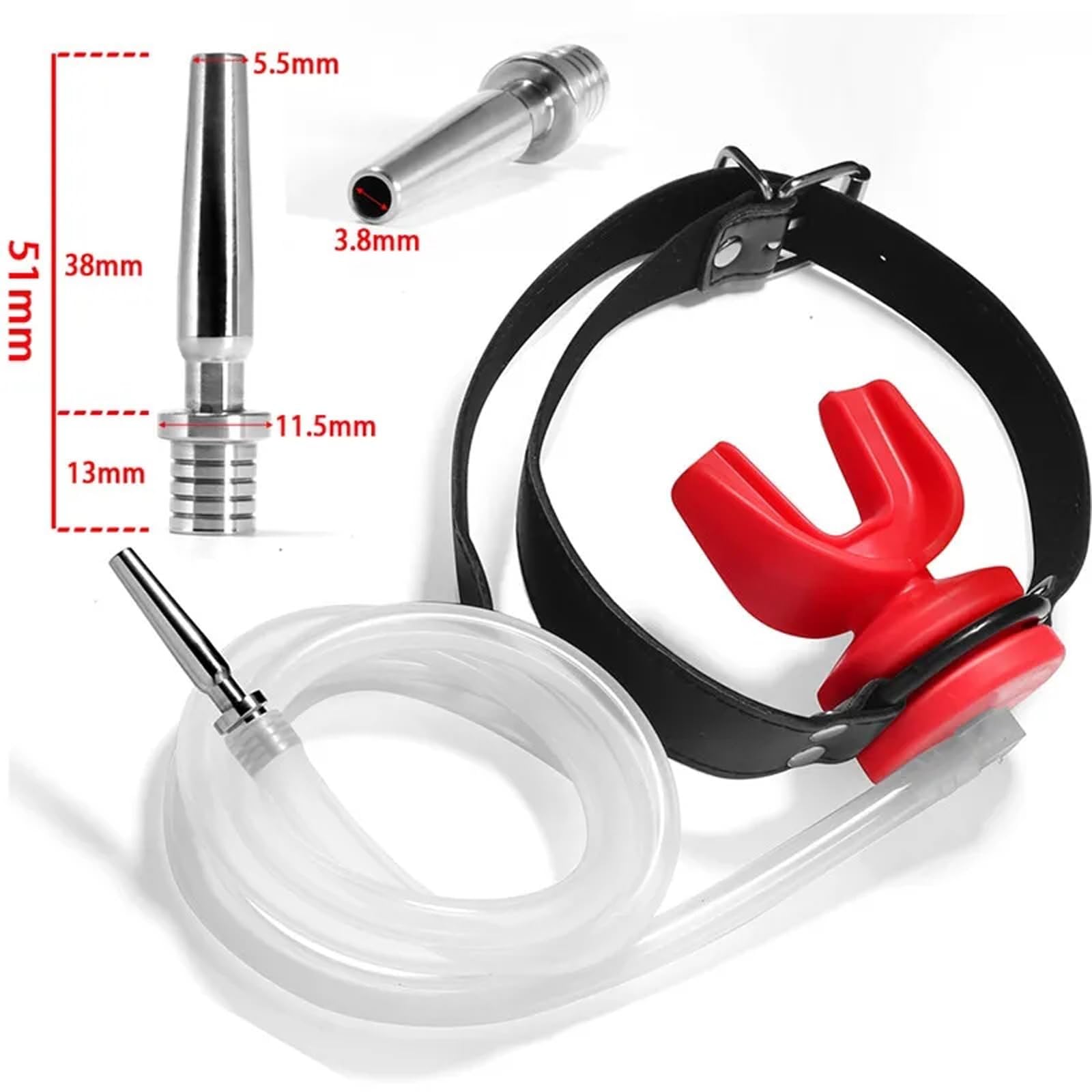 SM Bocca Plug Gag Maschera in Pelle con Dilatatore Pene Plug Piss Imbuto Bondage Sesso Orale Bocca Gag BDSM Giocattoli Erotici Sessuali for Donne Uomini Coppie(Schwarz)