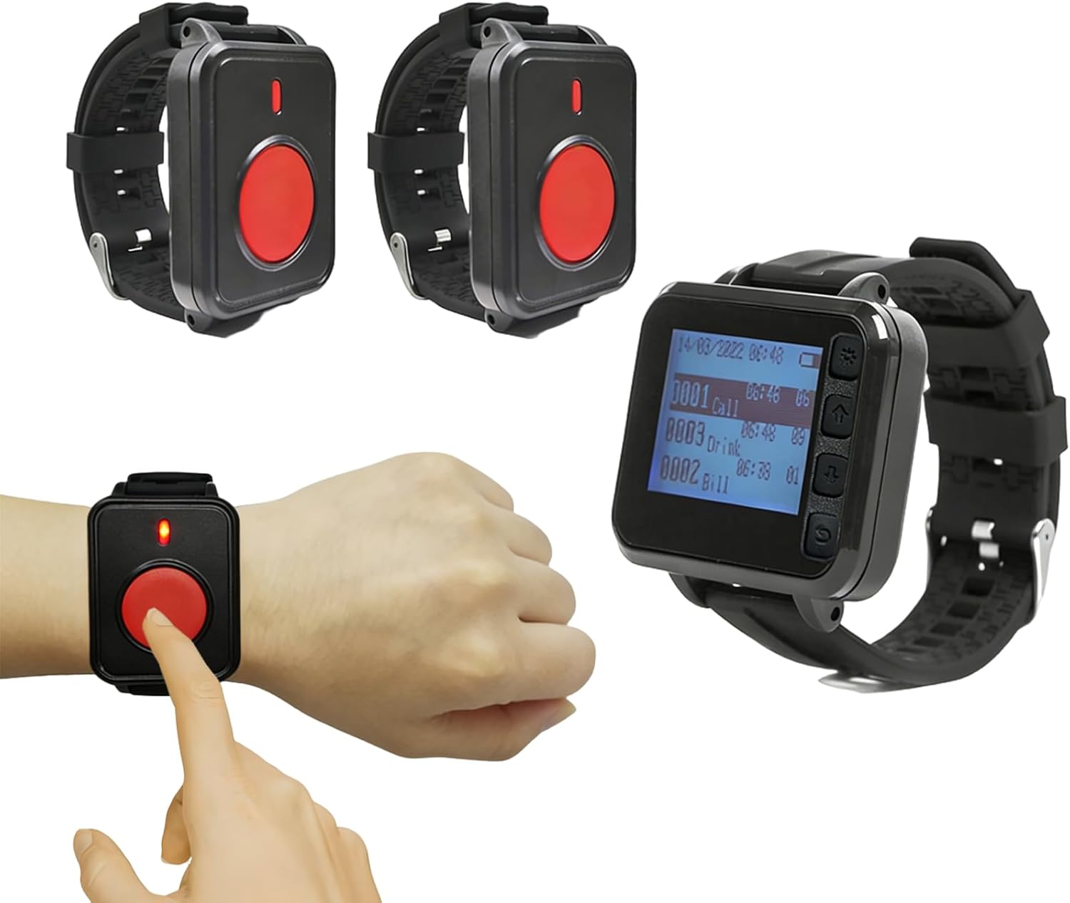 Wireless Caregiver Call Button Watch for Elderly at Home | Waterproof Wrist Wear Alert Button for Seniors | Long Range Emergency Wrist Alarm with Loud Sound for Family Nurse