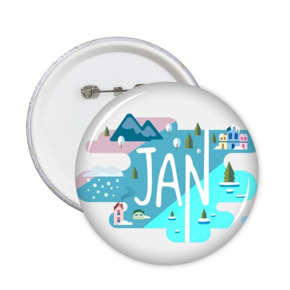 Janvier mois saison illustration bouton rond badge multicolore vêtements - 3