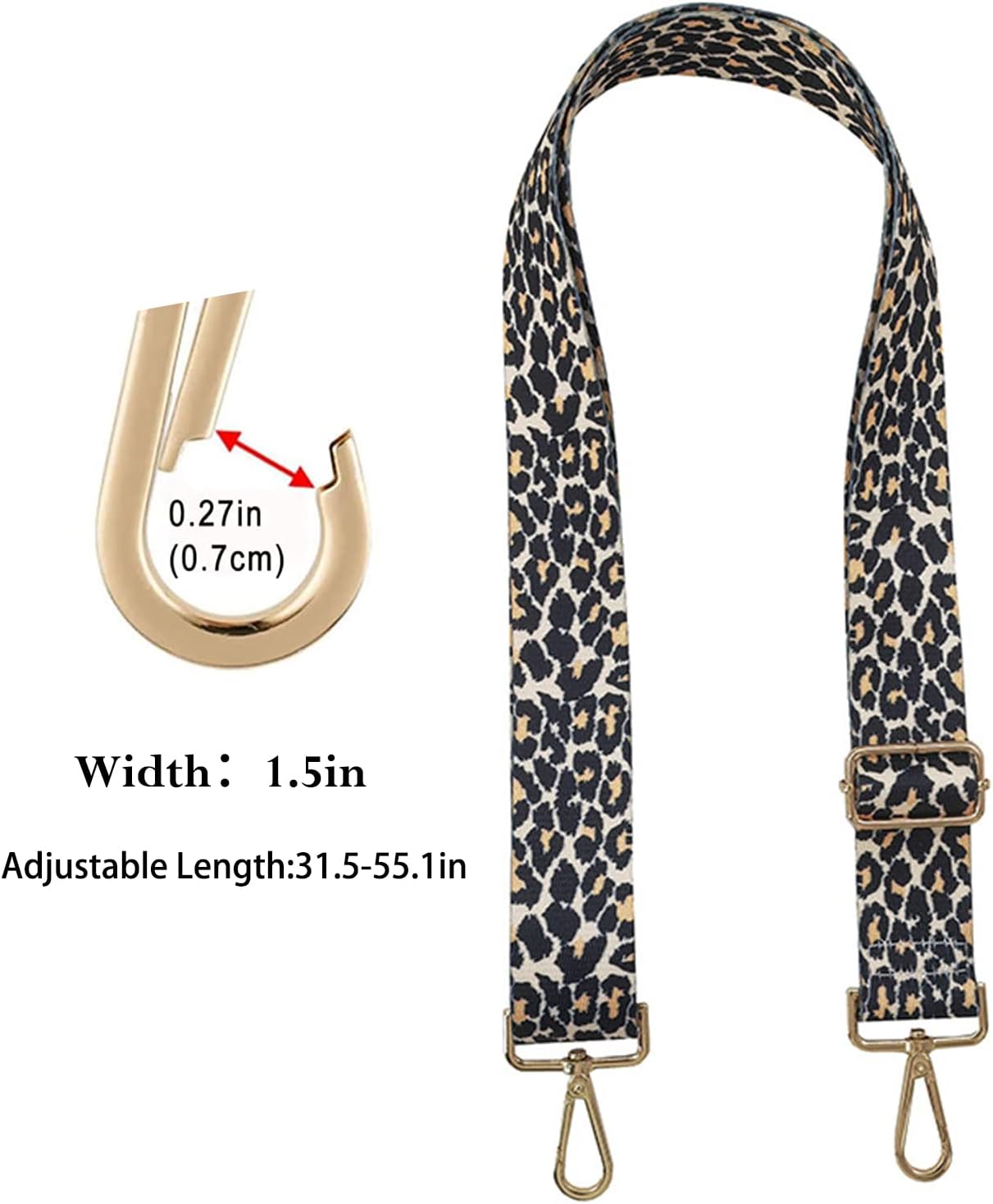 ECHOSAMEN Leopard Print Purse Strap Replacement - 1.5" Wide Adjustable Crossbody Shoulder Strap for Handbags & Totes
