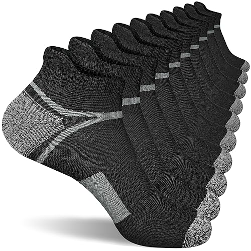 suaskk Men's Athletic Cushioned Ankle Socks, Comfort Wicking Anti-Blister Running