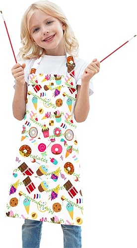 BIGHAS Kids Apron for Boys and Girls Adjustable Neck Strap Hook and Loop Fastener Design Waistband for Baking, Cooking, Chef