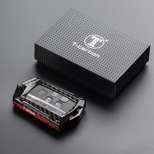 Miniatura 7 de Cubierta de llavero remoto de fibra de carbono con caja de regalo para Land Rover Range Jaguar XF