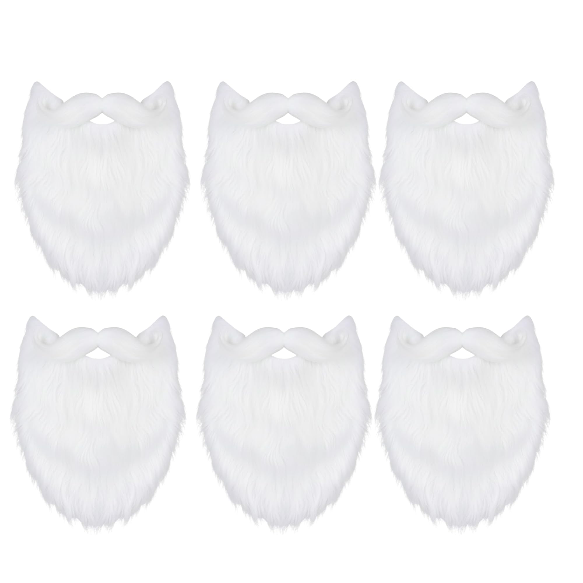 FUN FABLES® Santa Beard with Elastic Band Realistic Fake White Beard & Mustache Costume Accessory for Adult Festive Dress-Up for Christmas (6, White, One Size)
