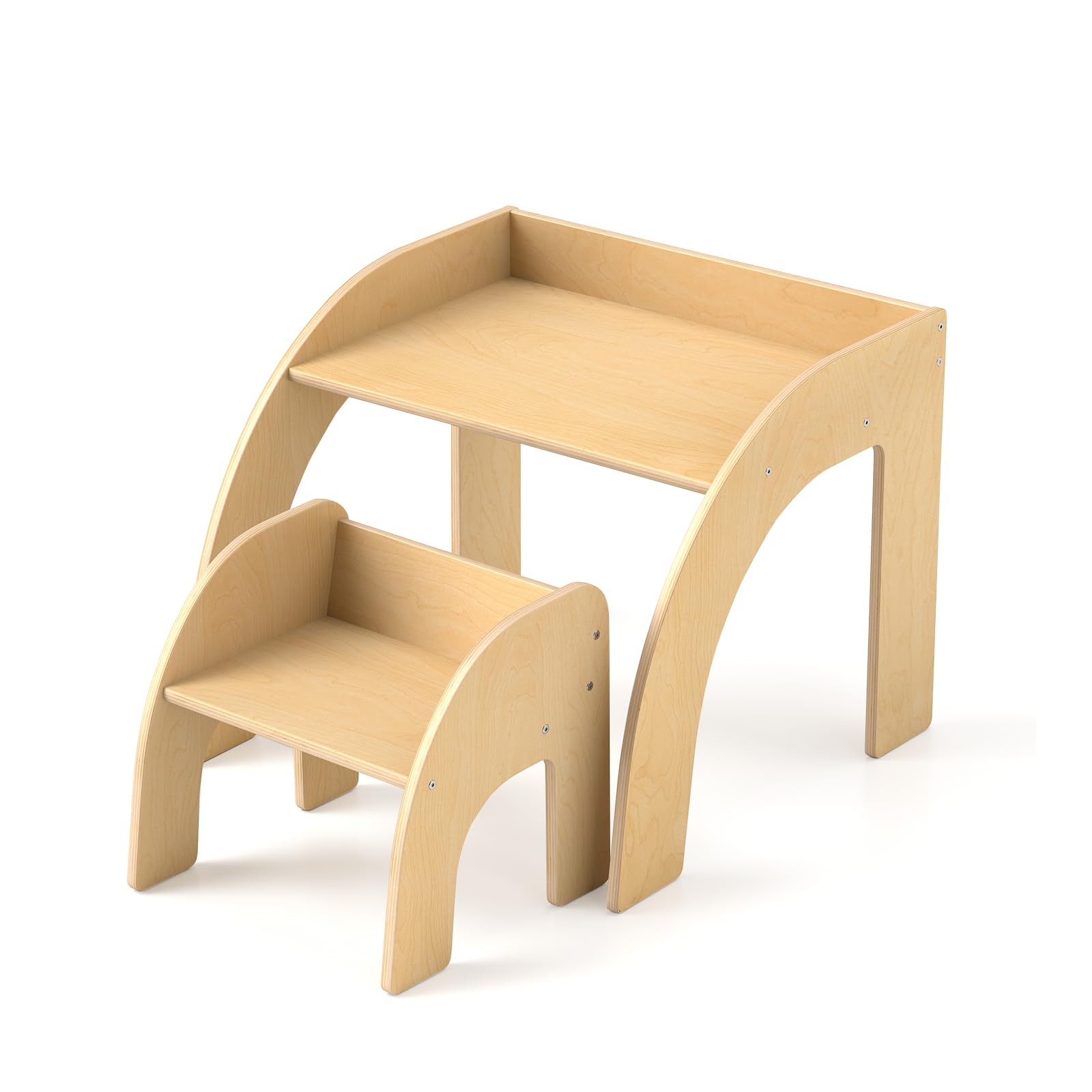 LIFEZEAL Tavolino Bambini, in Legno, tavolino e sedie per bambini, con Angolo Rotondo Liscio e Sponde Allargate, Tavolo Bimbi, per Cameretta e Scuola dell'Infanzia, Adatto Tre anni+ (naturale)