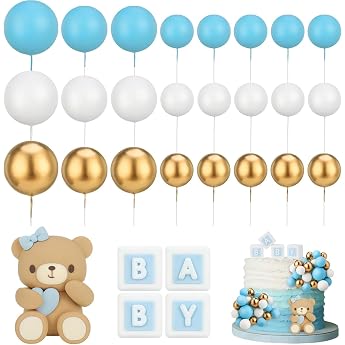 Cake Decoration Baubles Cake Topper Bear 29 Pieces Blue Bear Cake Decoration Baby Christening Cake Decoration Boy Children Fondant Figures Baby Shower Gender Reveal Party Accessories Birthday Celebrations