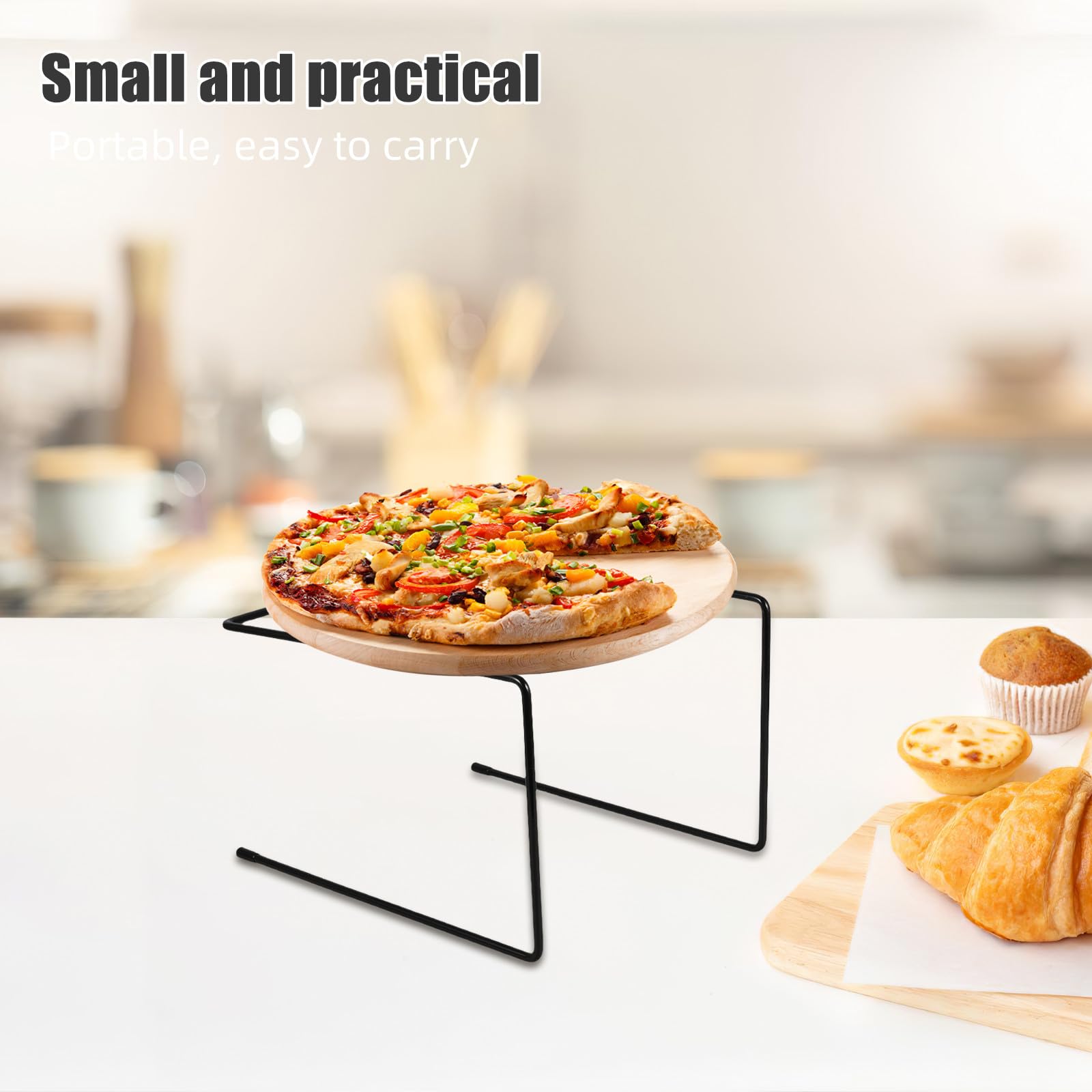Cabilock 4 Soportes Metálicos para Pizza - Soporte Antideslizante para Pizza - Bandeja Elevadora para Servir Comida Y Expositor para Restaurantes, Fiestas Y Panaderías