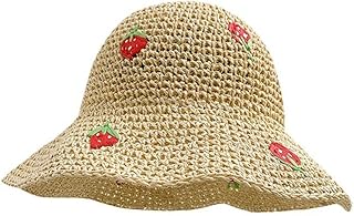 Ladies Sweet Red Strawberry Fruit Pattern Straw Hat Women Beige Fisherman Cap Holiday Beach Sunshade Hats - Buy now