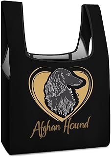 Love Afghan Hound Dog Large Grocery Shopping Tote Bags Carrier Bag Handles Foldable for Men Women