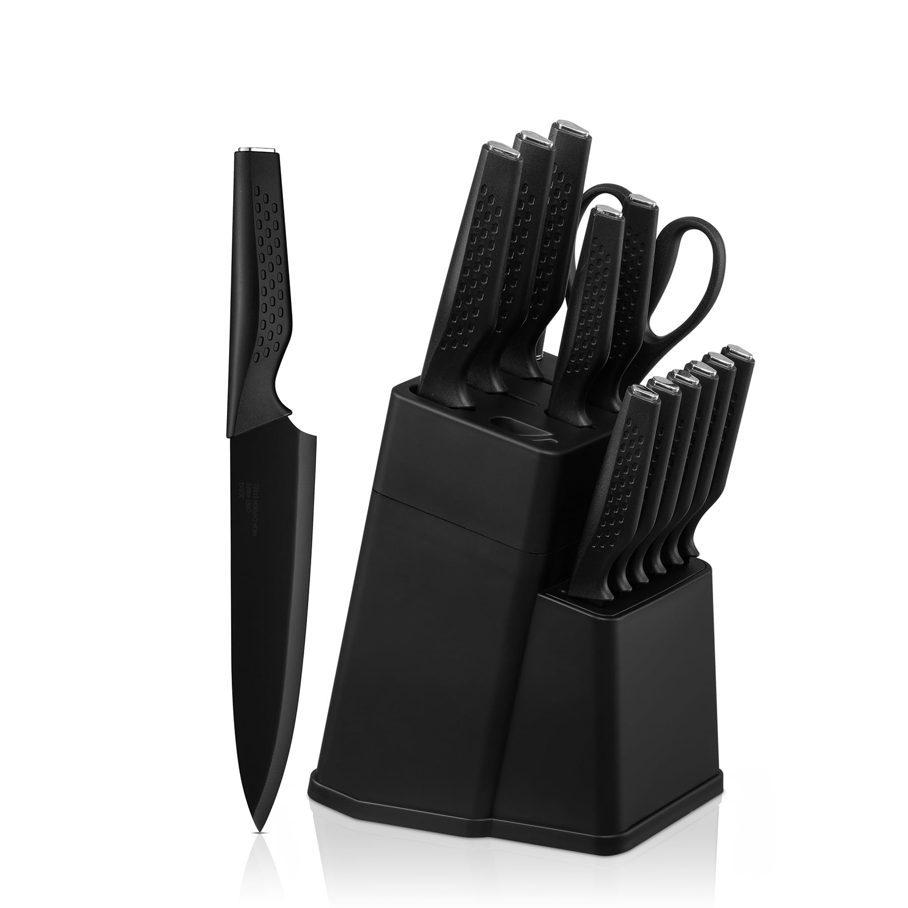 HaWare Kitchen Knife Set, 15 Pcs Stainless Steel Knife Sharp Set with Block