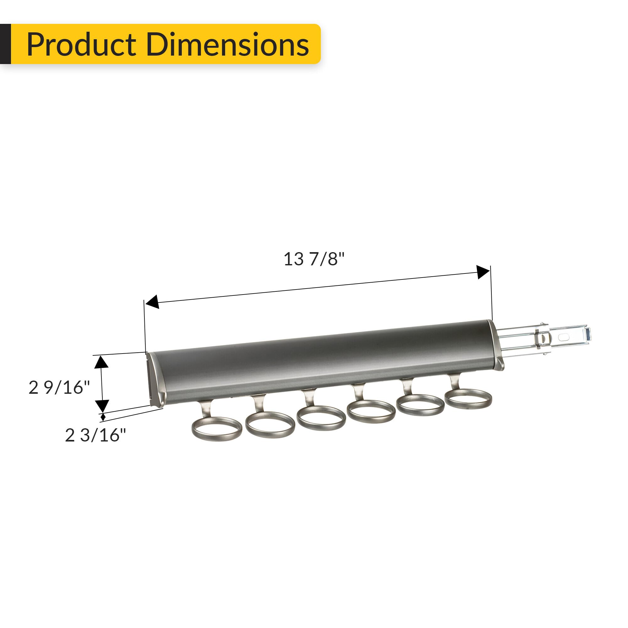 Brixwell QINA-001 Scarf Rack, 6 Hook with Full Extension Slide Slate Finish
