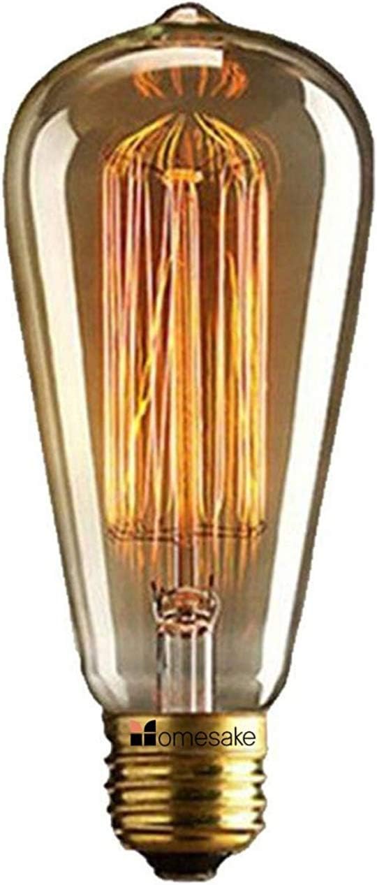 Homesake 40W E27 Pear Shape LED Yellow Filament Bulb, (Bronze, Large,Corded-Electric)
