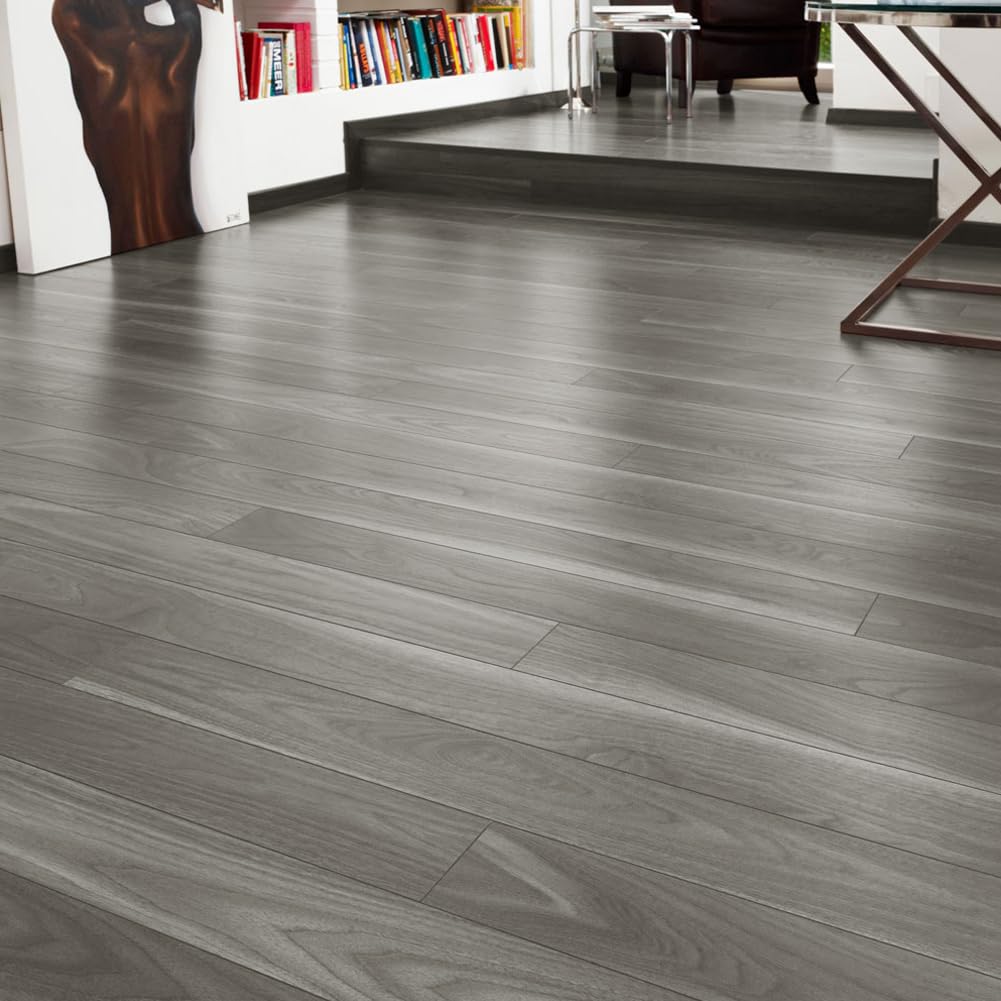 INMOZATA 5,02 m²/36 baldosas de PVC autoadhesivo, suelo de vinilo autoadhesivo, laminado de PVC, 91,5 x 15,2 cm, grosor 2 mm, antideslizante, resistente al agua, se puede cortar(Gris marrón)