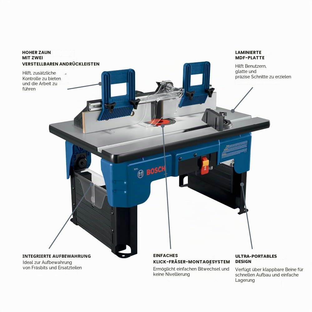 BOSCH RA1141 66.0 cm x 16-1/5.1 cm Laminated MDF Top Portable Jobsite Router Table with 2-1/5.1 cm Vacuum Hose Port
