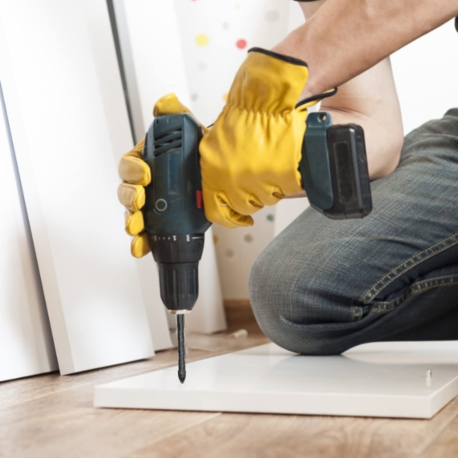 5PCS 12mm Ceramic Drill Set, Excellent Quality Carbide Carbon Steel, 13.5mm Hex Shank, for Ceramics Tiles Mirrors Porcelain Glass, with Cutting Edges Drill Bit