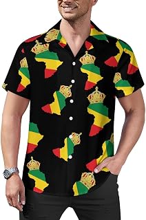 African American Pride Mens Shirts Hawaiian Short Sleeved Cuban Collar Graphic Tees Tops