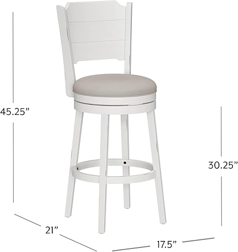 Miniatura 3 de Hillsdale Clarion Taburete giratorio de madera, color blanco mar