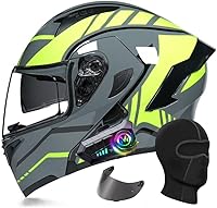 Vista 16 de Cascos modulares de motocicleta Bluetooth, aprobado por DOT, casco de motocicleta de doble visera, casco integrado con doble altavoz integrado